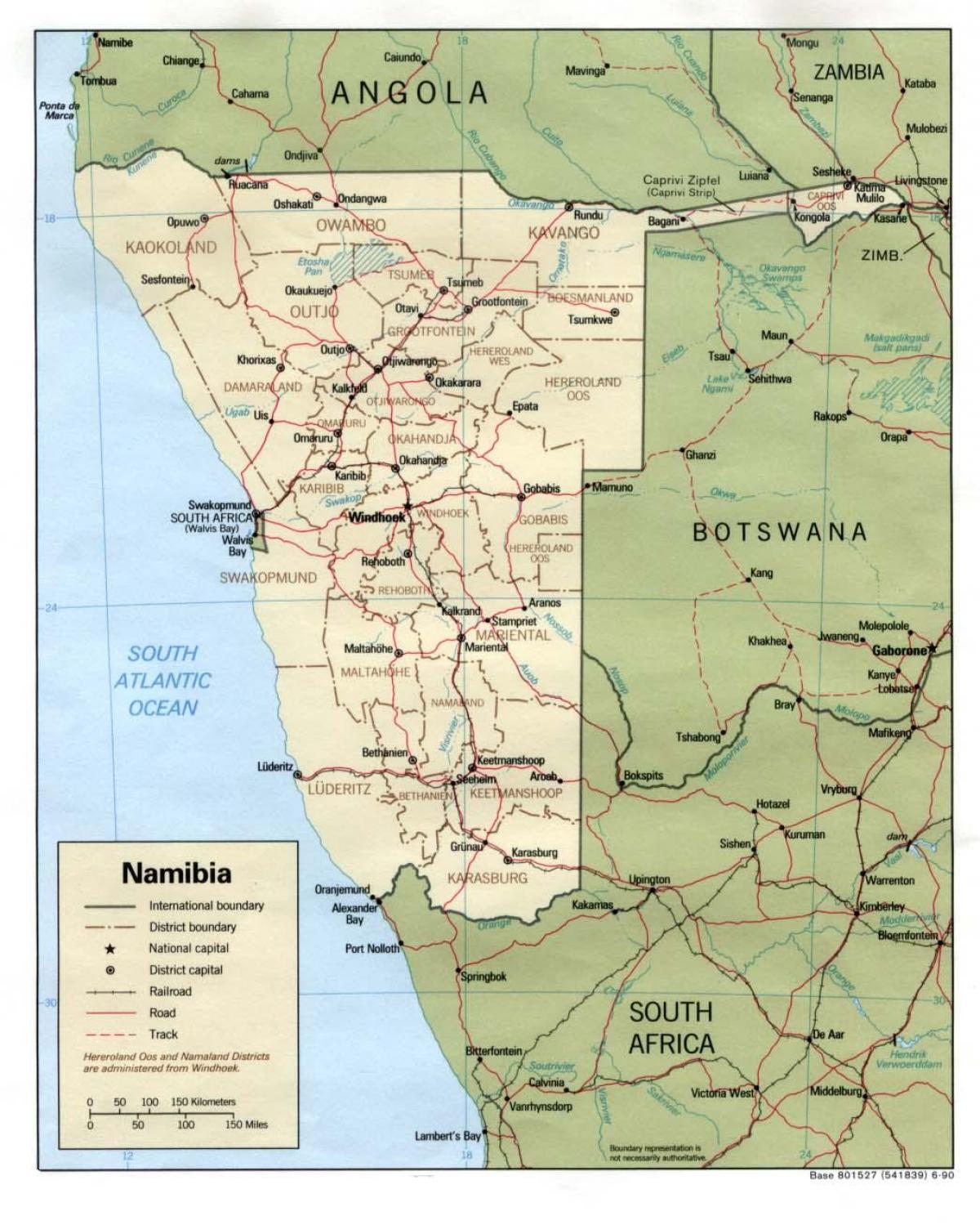 harta detaliată a Namibia