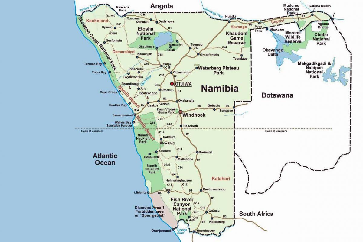 scheletul coasta Namibiei hartă